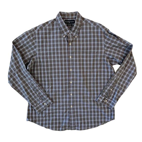 RALPH LAUREN 100% Cotton Long sleeve Lightweight Plaid Button Down Shirt SZ XL - Picture 9 of 9